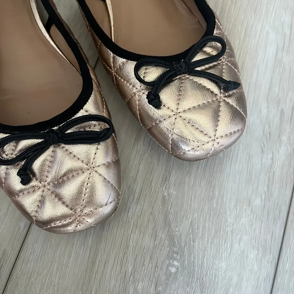 AEROSOLES 'Catarina' Women's 9M Quilted Rose Gold Sling Back Ballet Flat